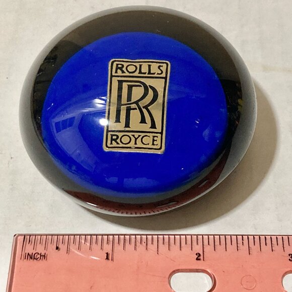 Vintage Glass Rolls Royce Paperweight Royal Blue Logo Car Dyers International - Picture 8 of 9